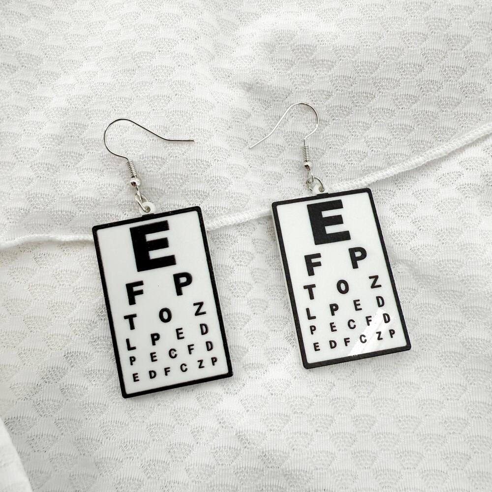 Eye Chart Earrings, Snellen Eye Chart Jewelry, Optometry Earrings, Optometry
